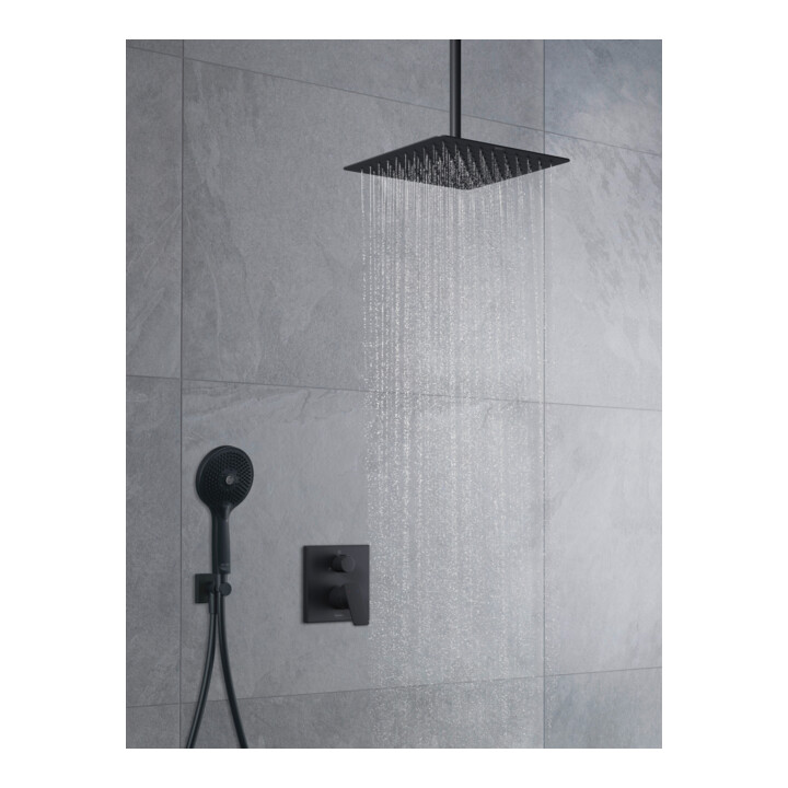 Duravit Kit de montage Manhattan Mitigeur douche encastré, vanne dérivation, noir mat