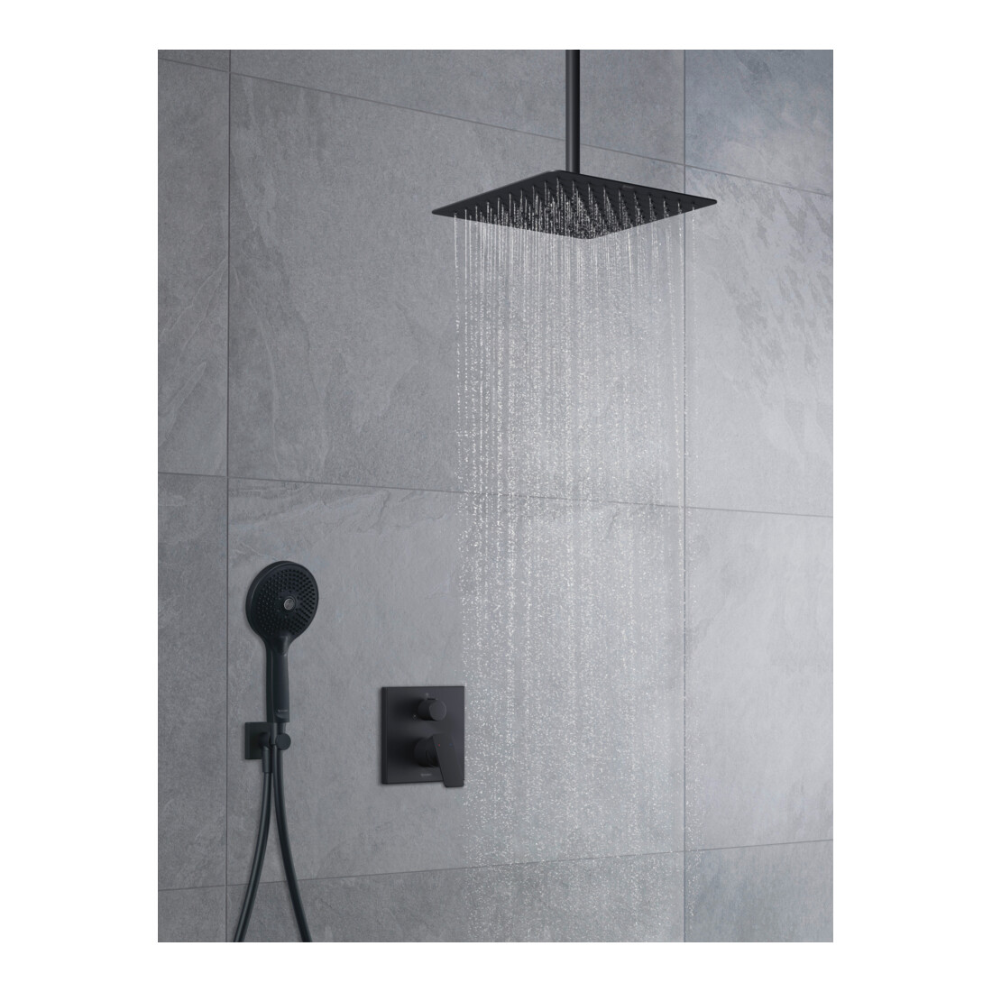 Duravit Kit de montage Manhattan Mitigeur douche encastré, vanne dérivation, noir mat