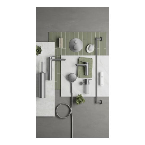 Duravit Kit de montage prêt à l'emploi UP-THM, rosace ronde, acier inoxydable brossé