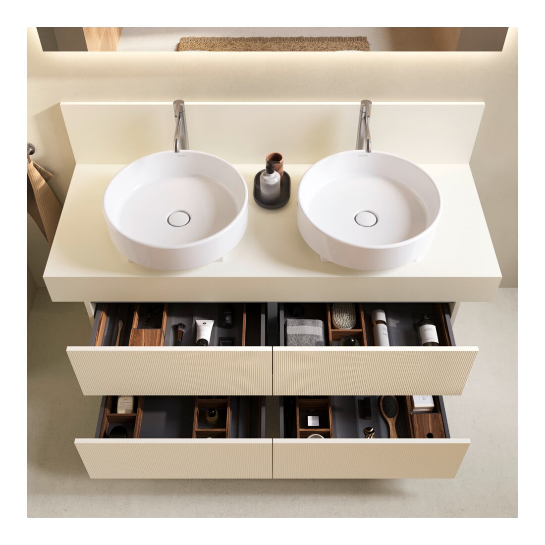 Duravit Konsole Balcoon 140x55x37cm, 2 A., Be beids., Elfenb. ma