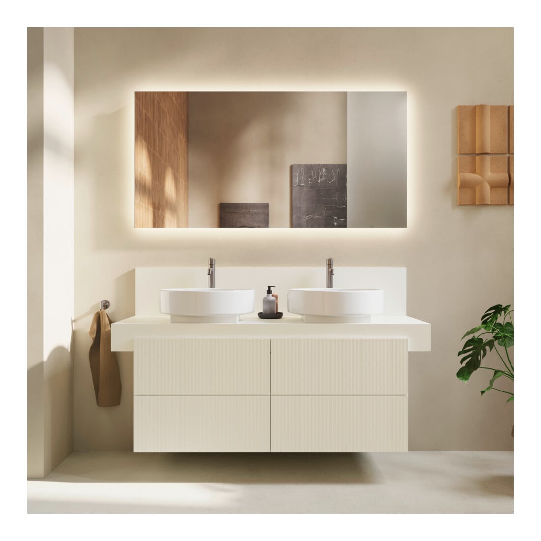 Duravit Konsole Balcoon 140x55x37cm, 2 A., Be beids., Elfenb. ma