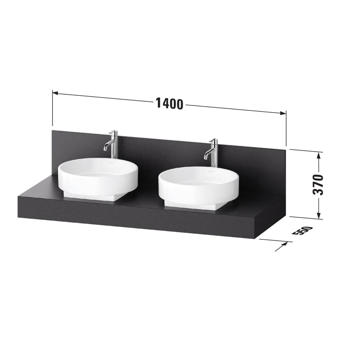 Duravit Konsole Balcoon 140x55x37cm, 2 A., Be bs, ba S, Verb-St
