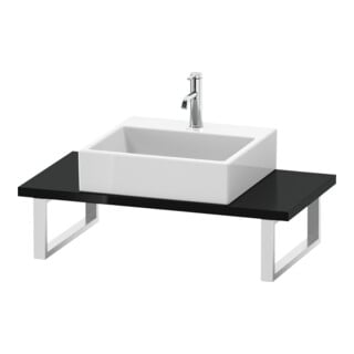 Duravit Konsole Compact L-Cube 80-200x48cm, 1 Ausschn, Stär 3cm, sw hgl