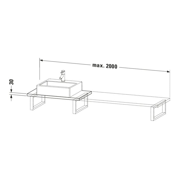 Duravit Konsole Compact L-Cube Épaisseur 3 cm, Blanc Oeuf, pour vasque à poser, variable