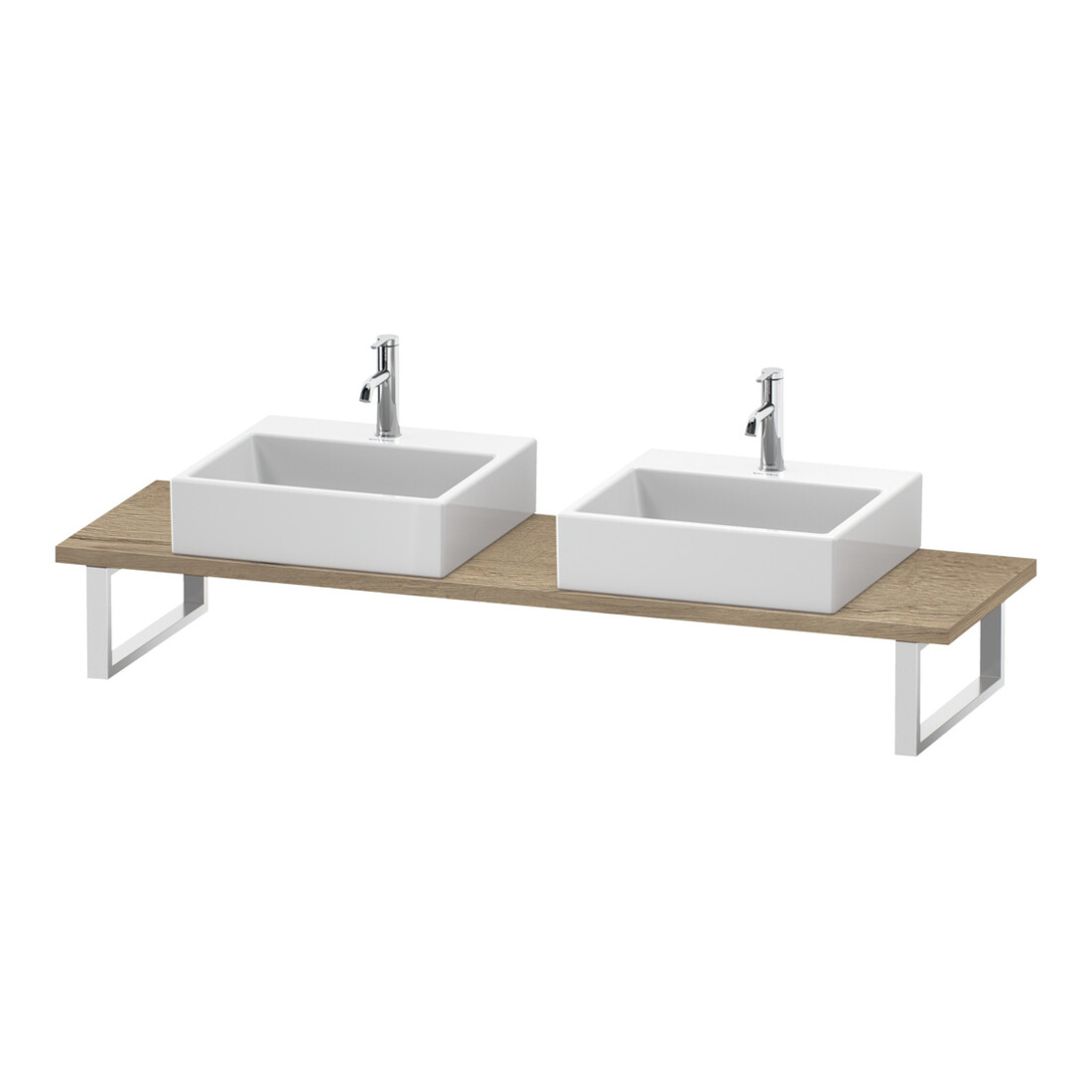 Duravit Konsole Cpmpact L-Cube 80-200x48cm, 2 A., Stär 3cm, Ei marm.