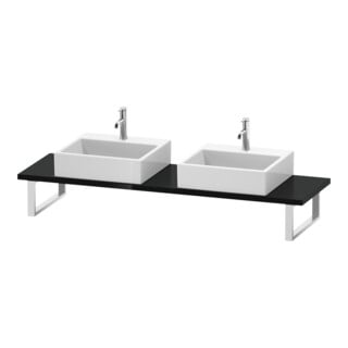Duravit Konsole Cpmpact L-Cube 80-200x48cm, 2 Ausschn, Stär 3cm, sw hgl