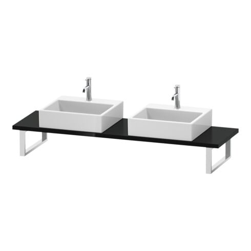 Duravit Konsole Cpmpact L-Cube 80-200x48cm, 2 Ausschn, Stär 3cm, sw hgl