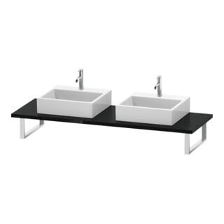 Duravit Konsole L-Cube 80-200x55cm, 2 Ausschn, Stär 3cm, sw hgl