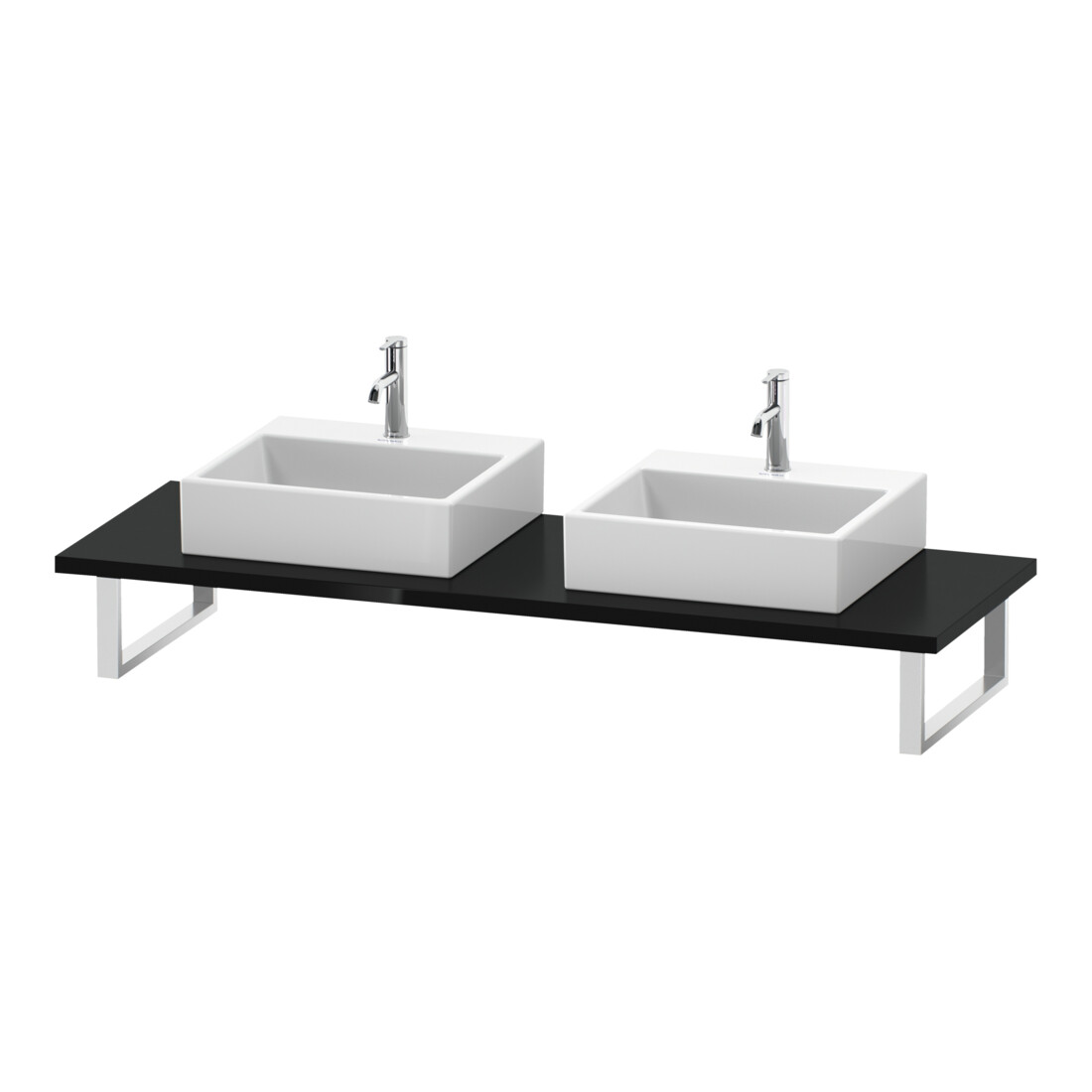 Duravit Konsole L-Cube 80-200x55cm, 2 Ausschn, Stär 3cm, sw hgl