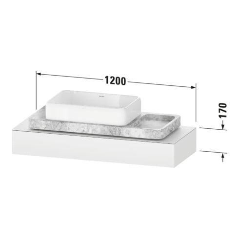 Duravit Konsole Qatego 120-200x48x17cm, 1 Ausschn, we supermatt