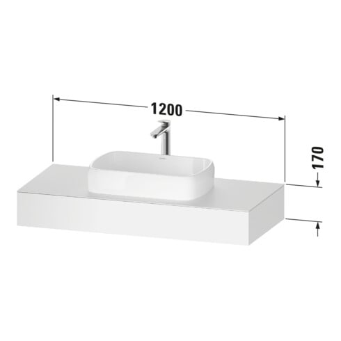 Duravit Konsole Qatego 120x55x17cm, weiß matt, 1 Ausschnitt
