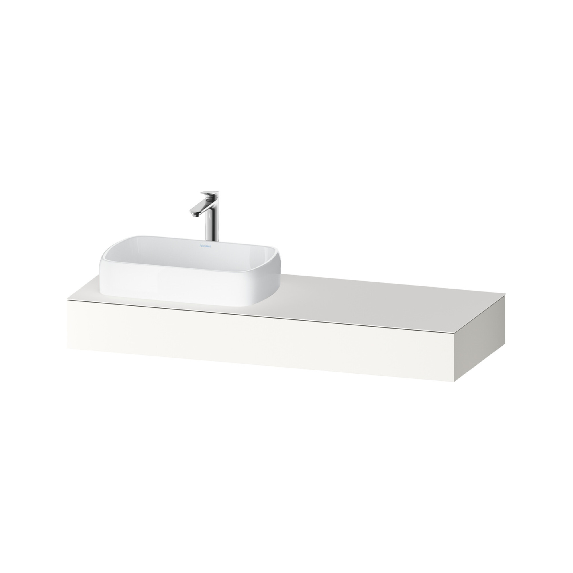 Duravit Konsole Qatego 140x55x17cm, w matt, 1 Ausschn, Beck. li