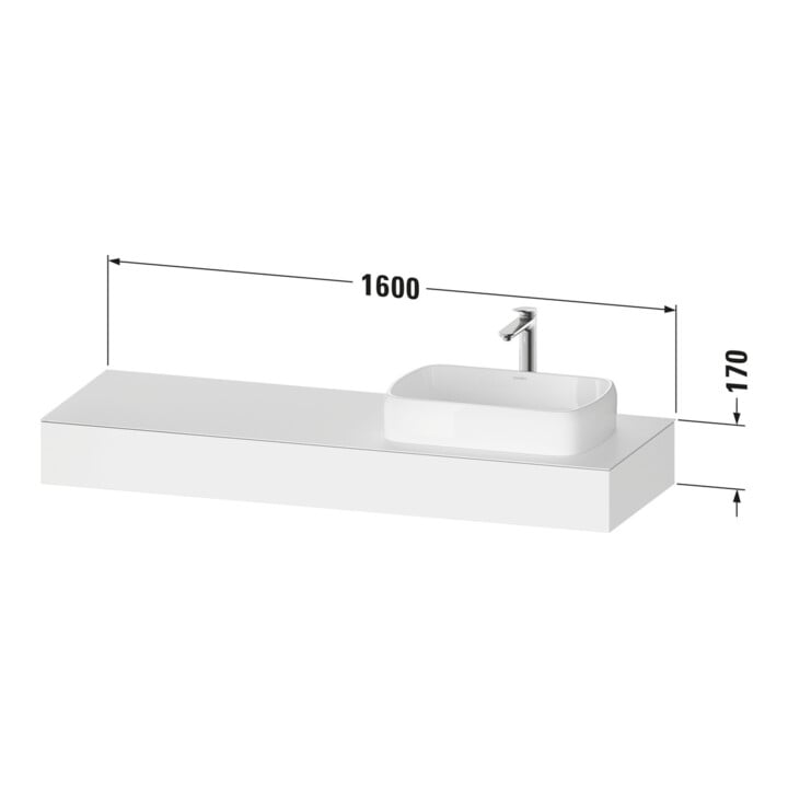 Duravit Konsole Qatego 160x55x17cm, we ma, 1 Ausschn, Beck. re