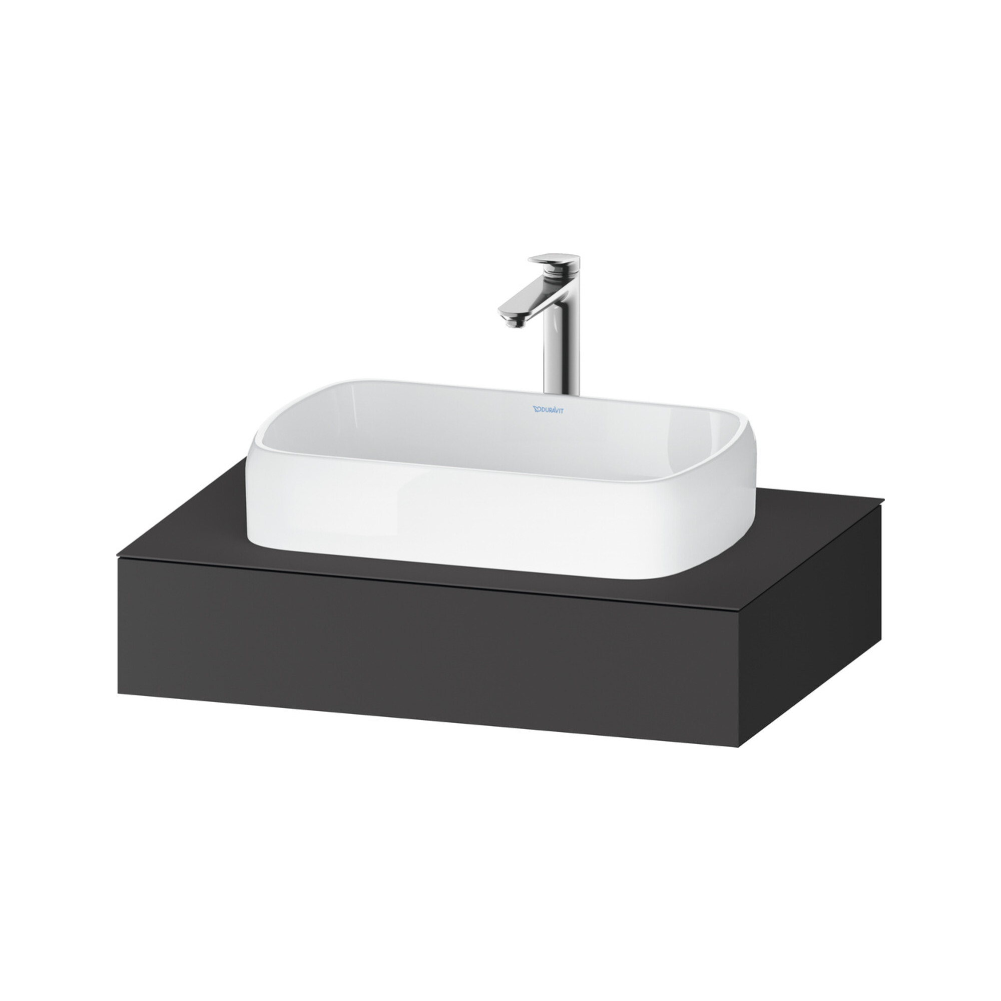 Duravit Konsole Qatego 80x55x17cm, Graphit matt, 1 Ausschnitt