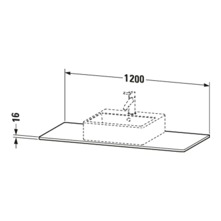 Duravit Konsole XSquare 120x55cm, Graphit matt, mit 1 Ausschnitt
