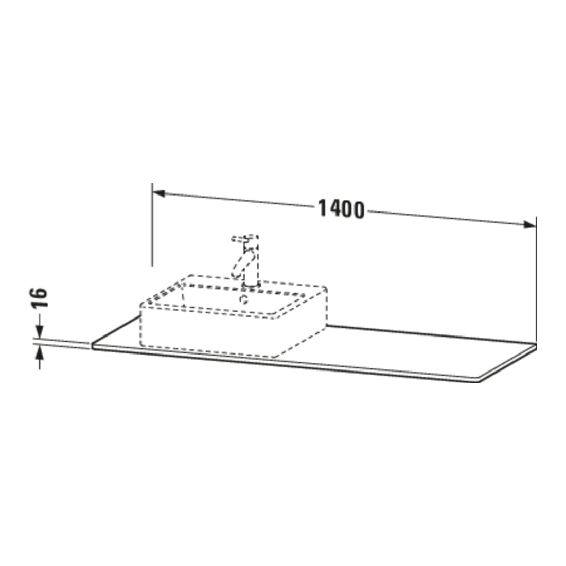 Duravit Konsole XSquare 140x55x1,6cm, m 1 AS, AS re, Tau s-matt
