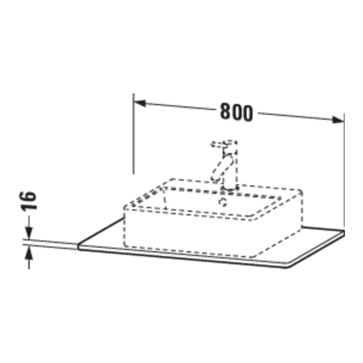 Duravit Konsole XSquare 80x55 cm, bleu mat, avec 1 découpe