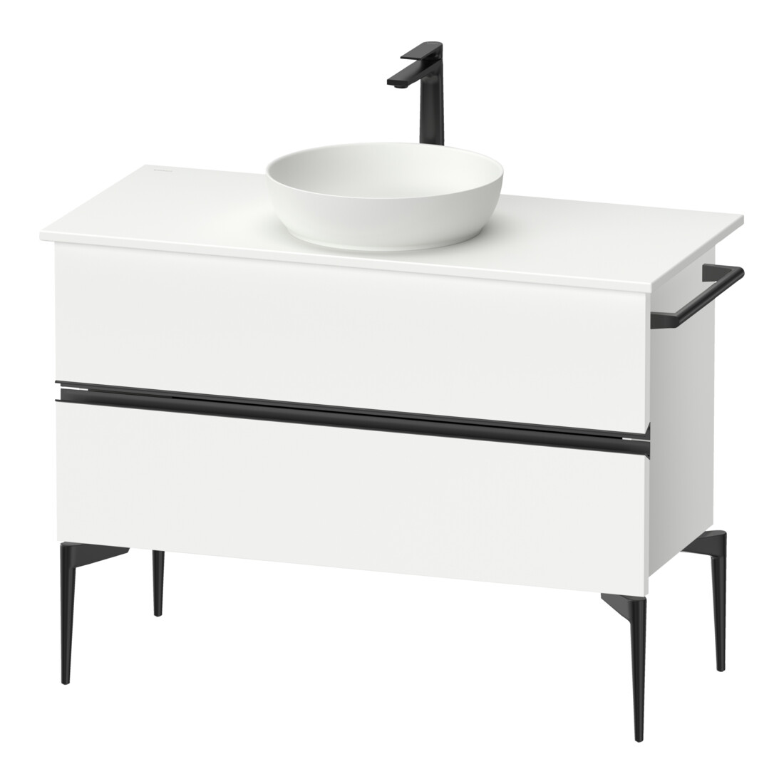 Duravit Konsolen-Waschtischunterbau bodenstehend Sivida 104,5x54,8x47,5cm, w m, 2 Schub., Gr. sw
