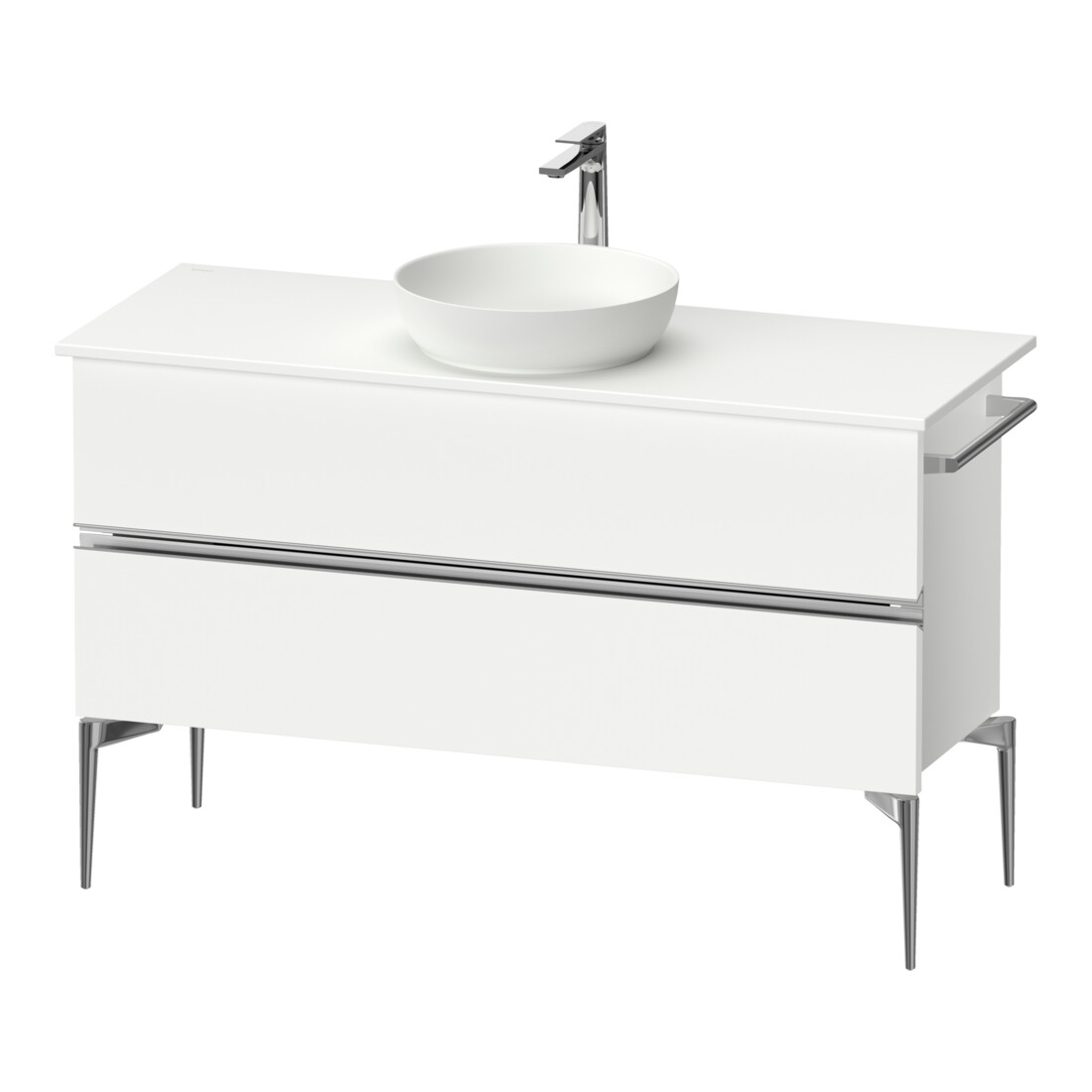 Duravit Konsolen-Waschtischunterbau bodenstehend Sivida 124,5x54,8x47,5cm, w m, 2 Schub., G chr