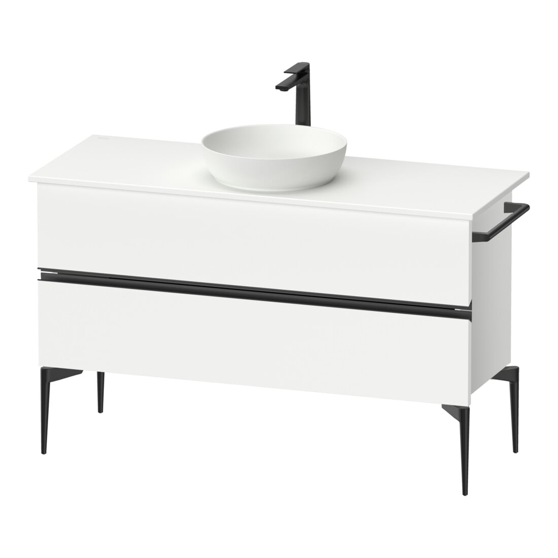 Duravit Konsolen-Waschtischunterbau bodenstehend Sivida 124,5x54,8x47,5cm, w m, 2 Schub., Gr. sw