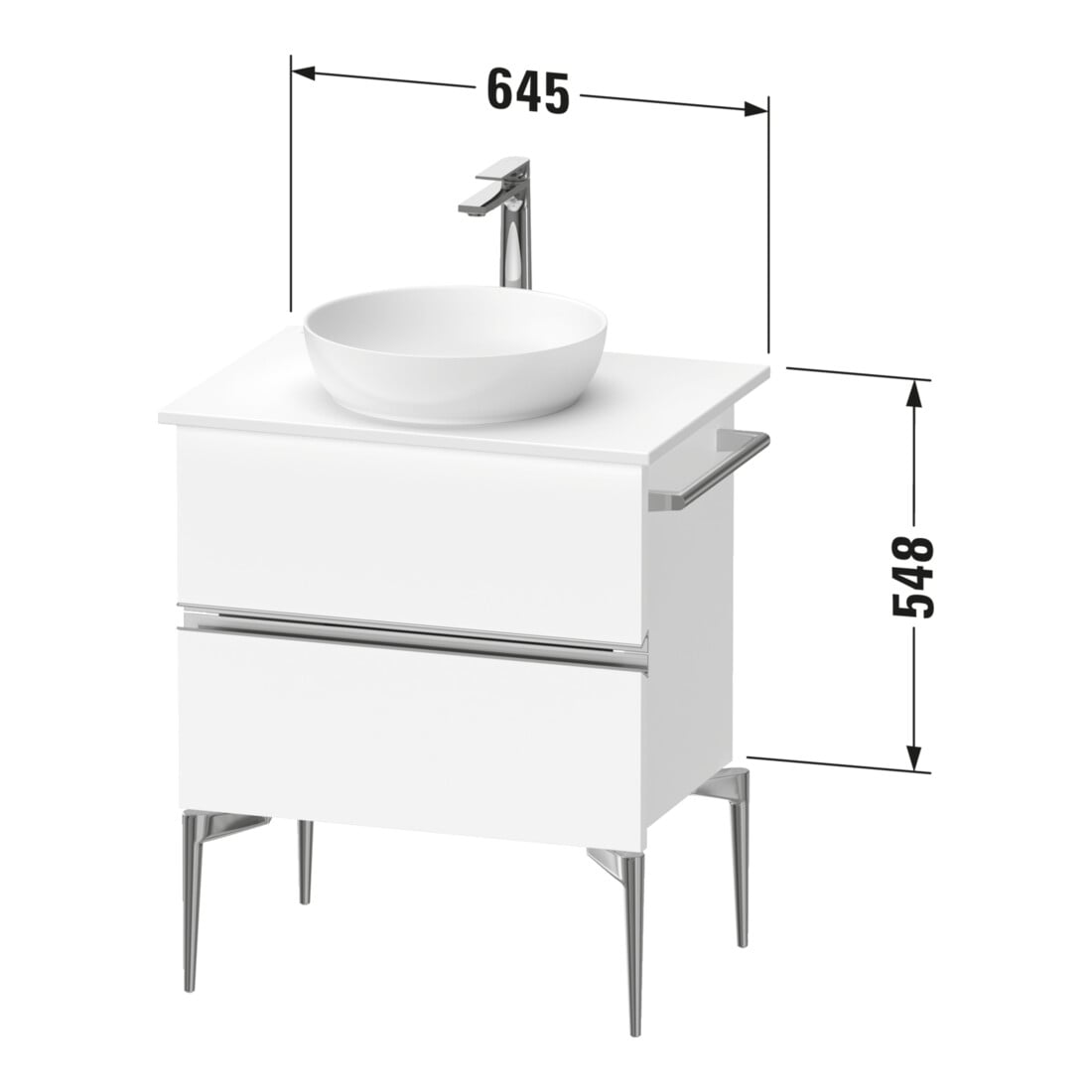 Duravit Konsolen-Waschtischunterbau bodenstehend Sivida 64,5x54,8x47,5cm, gra m, 2 Schub., G chr