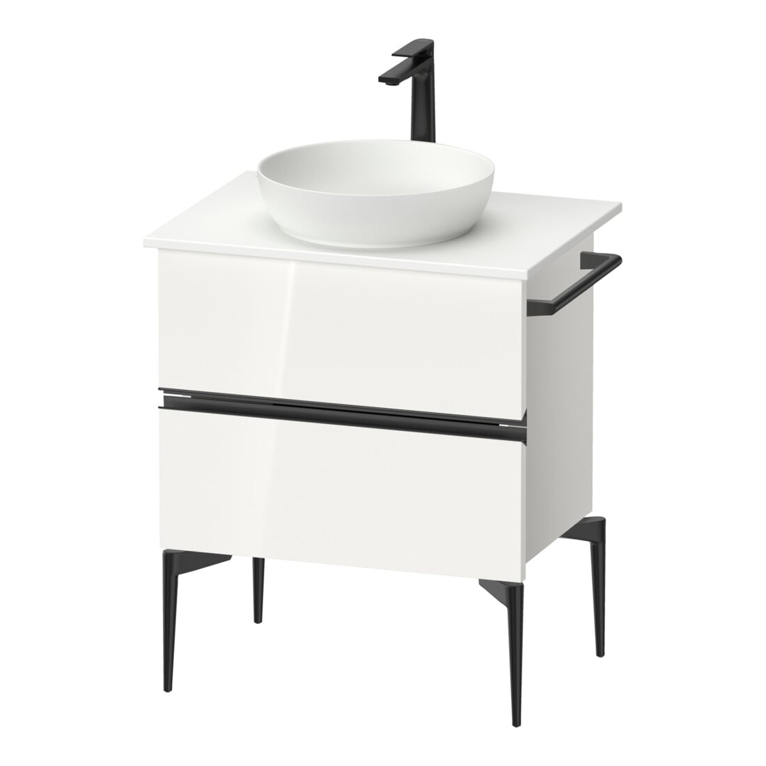 Duravit Konsolen-Waschtischunterbau bodenstehend Sivida 64,5x54,8x47,5cm, w g, 2 Schub., Gr. sw