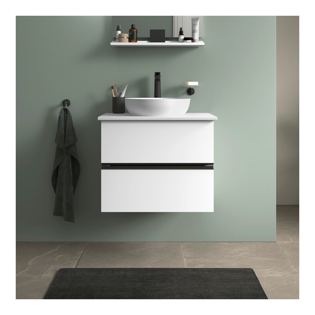 Duravit Konsolen-Waschtischunterbau bodenstehend Sivida 64,5x54,8x47,5cm, w ma, 2 Schub., Gr. sw