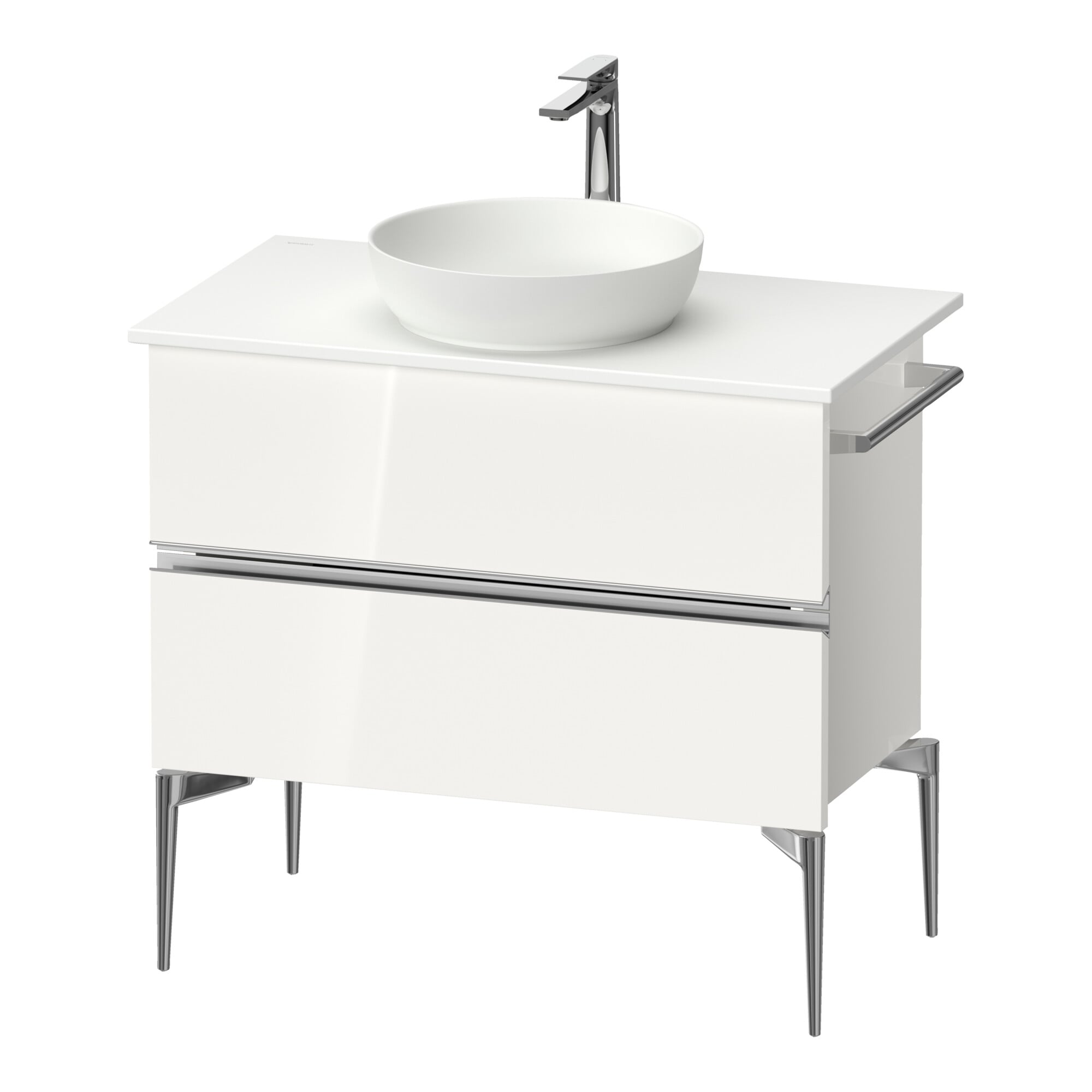 Duravit Konsolen-Waschtischunterbau bodenstehend Sivida 84,5x54,8x47,5cm, w g, 2 Schub., Gr. chr