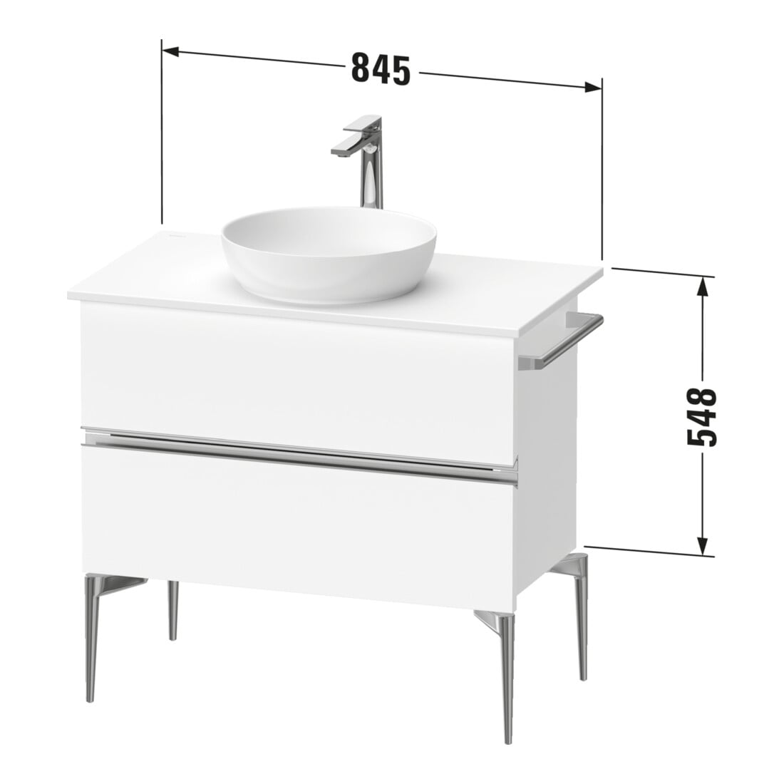 Duravit Konsolen-Waschtischunterbau bodenstehend Sivida 84,5x54,8x47,5cm, w ma, 2 Schub., Gr. sw