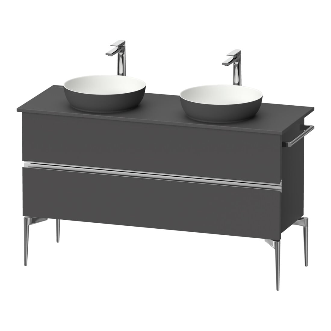 Duravit Konsolen-Waschtischunterbau bodenstehend Sivida gra m, 131,5x54,8x47,5cm, 2 SBK, Gr. chr