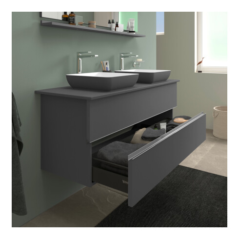 Duravit Konsolen-Waschtischunterbau bodenstehend Sivida gra m, 131,5x54,8x47,5cm, 2 SBK, Gr. chr