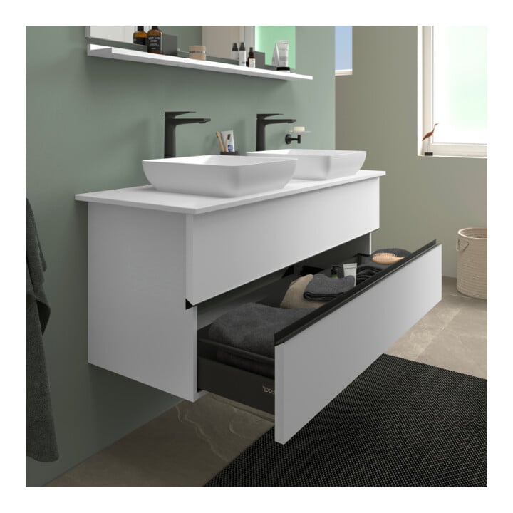Duravit Konsolen-Waschtischunterbau bodenstehend Sivida w m, 131,5x54,8x47,5cm, 2 Schub., Gr. sw