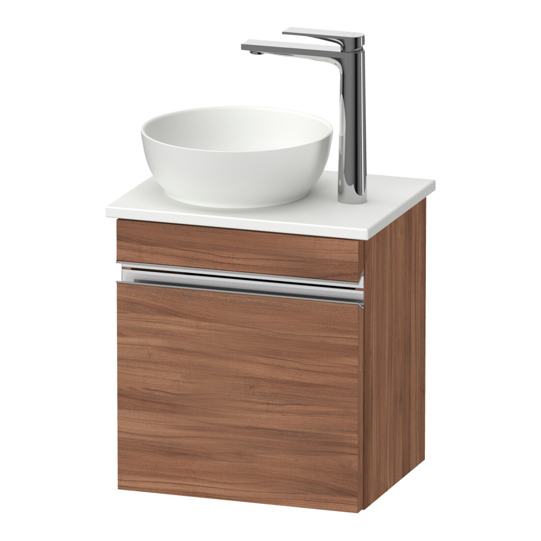 Duravit Konsolen-Waschtischunterschrank wandhängend Sivida 40x44x32,5cm, Tür, G chr, li, Nussb Nat