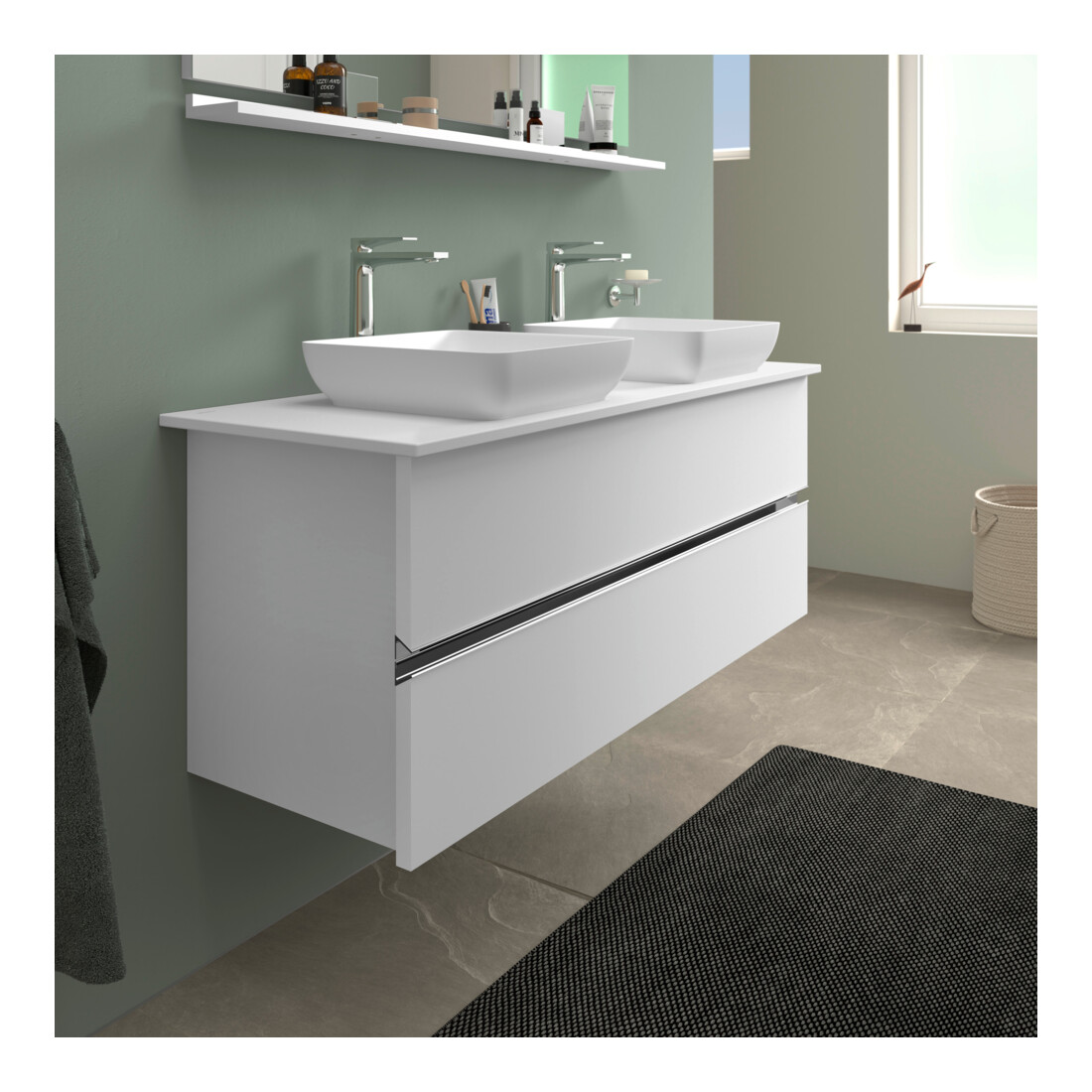 Duravit Konsolenwaschtisch Sivida 135x50cm, weiß seidenmatt