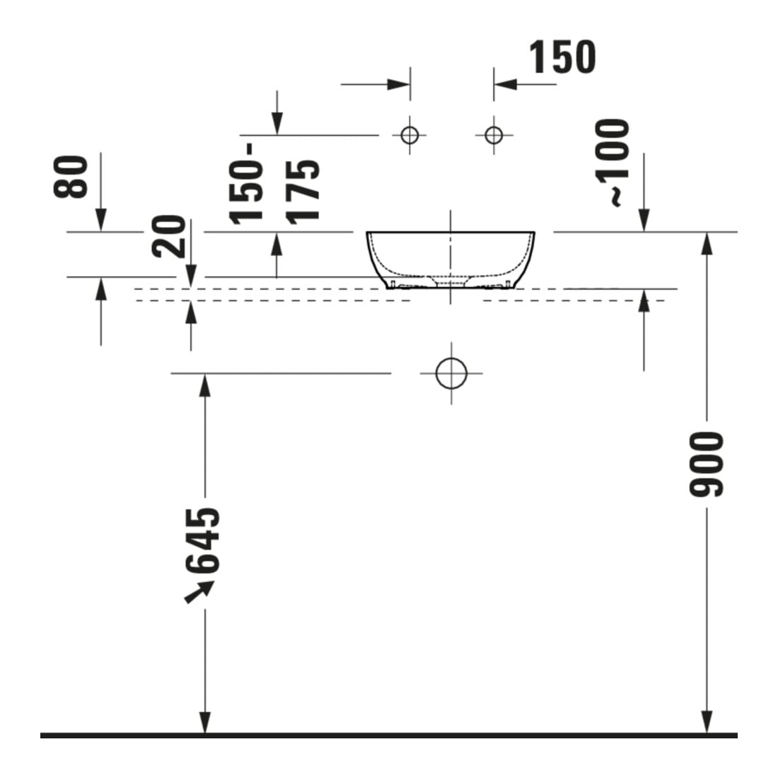 Duravit Konsolenwaschtisch Sivida 41x33cm, I.Fa gr. m, Auß.Fa we. s-matt