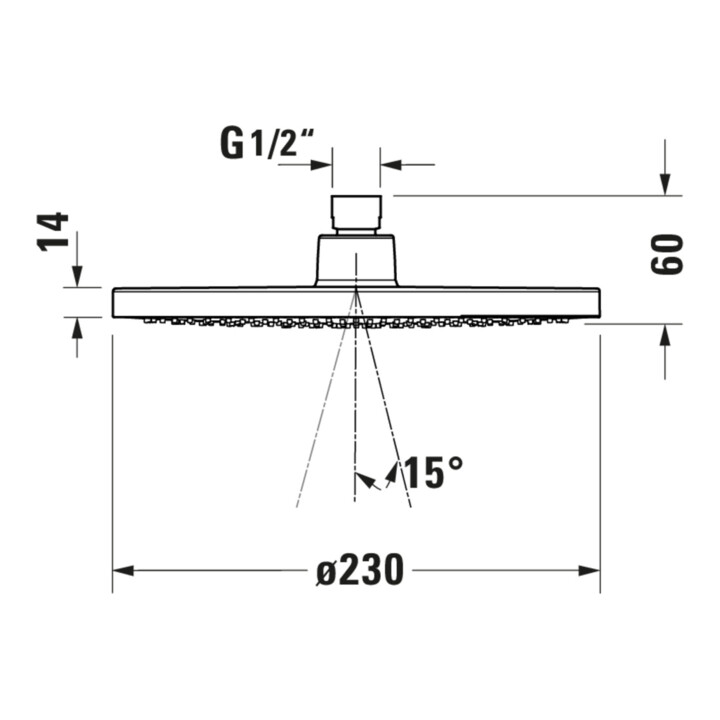 Duravit Kopfbrause 1jet 230 MinusFlow d 230mm, Anschl.-G. G 1/2, bron geb.