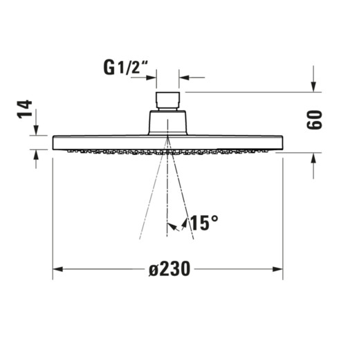 Duravit Kopfbrause 1jet 230 MinusFlow d 230mm, Anschl.-G. G 1/2, ES gebürstet