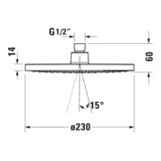 Duravit Kopfbrause 1jet 230 MinusFlow d 230mm, Anschl.-G. G 1/2, ES gebürstet-3