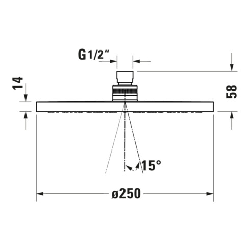 Duravit Kopfbrause 1jet 250 MinusFlow d 250mm, Gew.-Anschl. G 1/2, bron geb.