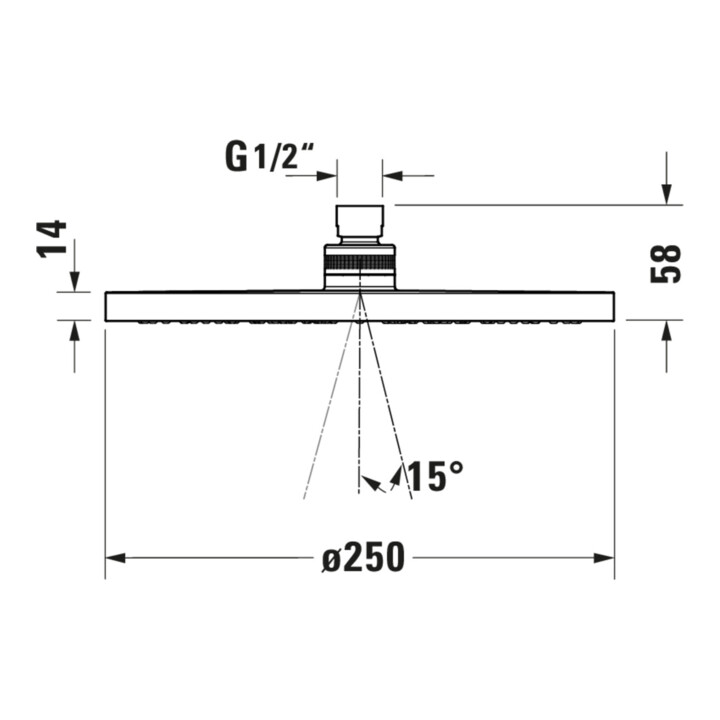Duravit Kopfbrause 1jet 250 MinusFlow d 250mm, Gew.-Anschl. G 1/2, bron geb.