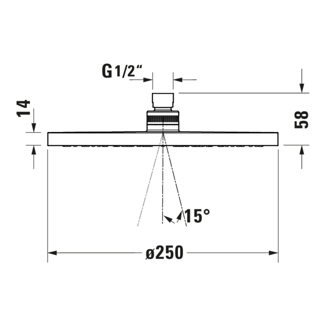 Duravit Kopfbrause 1jet 250 MinusFlow d 250mm, Gew.-Anschl. G 1/2, bron geb.