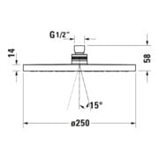 Duravit Kopfbrause 1jet 250 MinusFlow d 250mm, Gew.-Anschl. G 1/2, ES geb.-3
