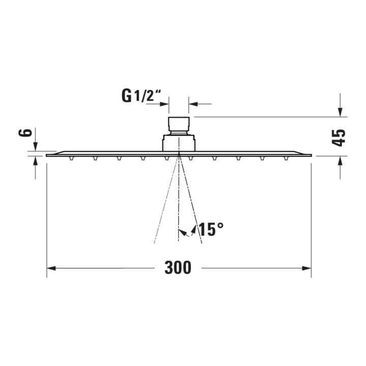 Duravit Kopfbrause 1jet 300 300x300mm, Anschl.-G. G 1/2, ES geb.