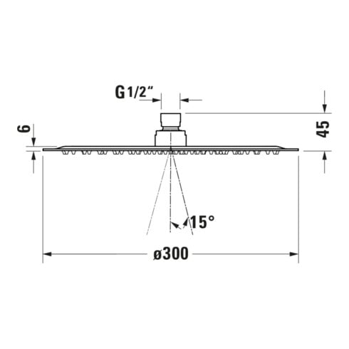Duravit Kopfbrause 1jet 300 d 300mm, Gew.-Anschl. G 1/2, bron geb.