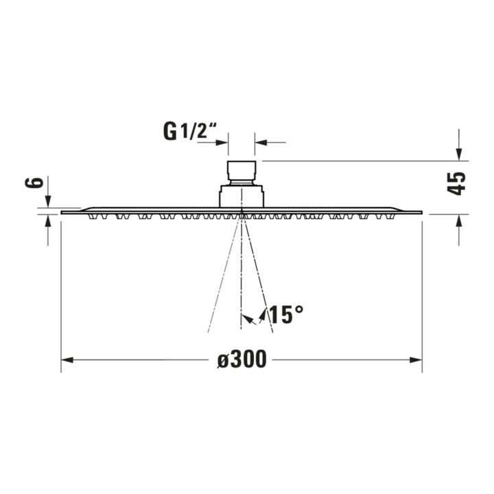 Duravit Kopfbrause 1jet 300 d 300mm, Gew.-Anschl. G 1/2, ES geb.