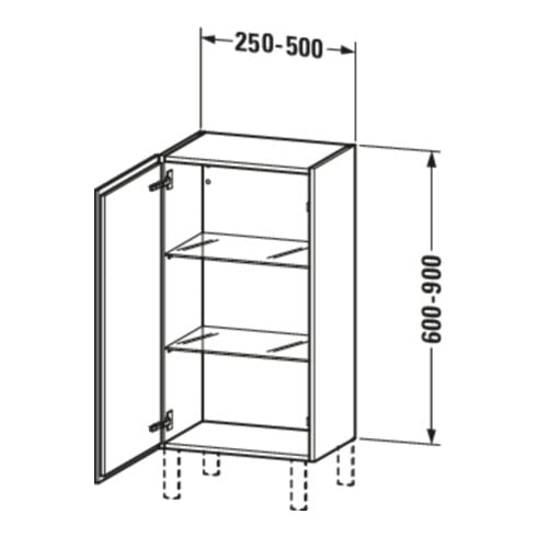 Duravit L-Cube armoire mi-haute individuelle, porte à gauche, chêne marbré