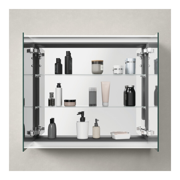 Duravit L-Cube Armoire miroir 80x70x15,5 cm, graph ma, sans éclairage miroir
