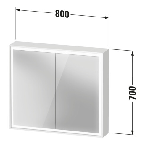 Duravit L-Cube Armoire miroir 80x70x15,5 cm, graph ma, sans éclairage miroir