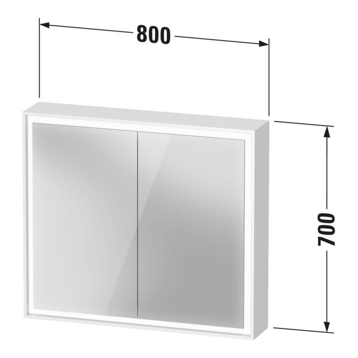 Duravit L-Cube Armoire miroir 80x70x15,5 cm, graph ma, sans éclairage miroir