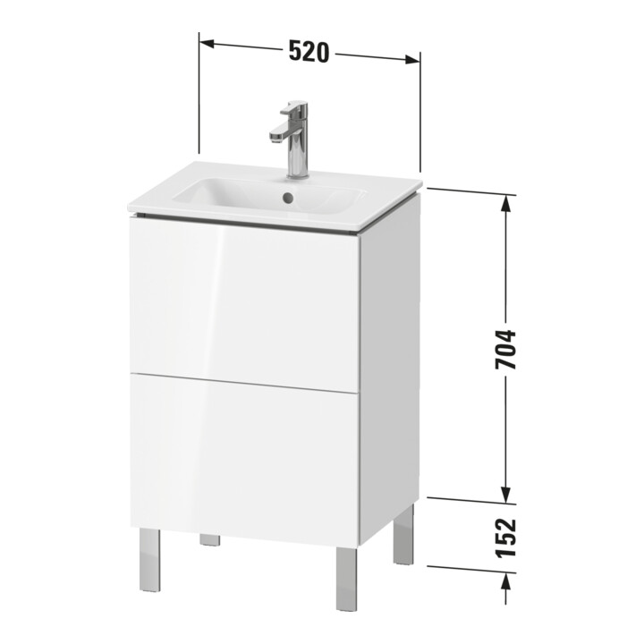 Duravit L-Cube Compact meuble sous lavabo 52x42,1x70,4 cm, 2 tiroirs, debout, blanc mat